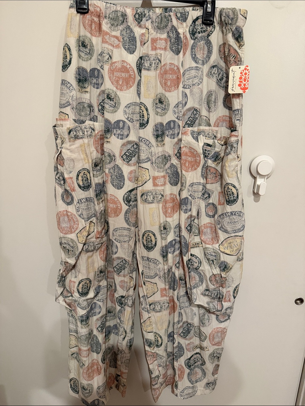 FP Movement by Free People Record High Multicolor Stamp-Print Cargo Pants